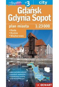 Gdańsk, Gdynia, Sopot + 3 - plastik mapa - skala 1:26 000