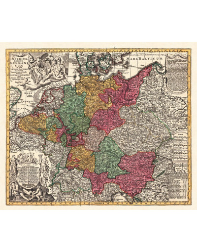 Mapa Niemiec - Święte Cesarstwo Rzymskie, M. Seutter, ok. 1730 r.