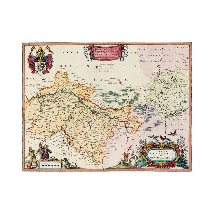 Mapa Księstwa Wrocławskiego, J. Blaeu, poł. XVII w. Mapa Księstwa Wrocławskiego, J. Blaeu, poł. XVII w.