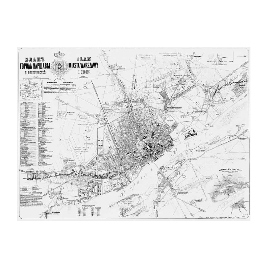 Plan miasta Warszawy i okolic, K. Witkowski, 1856 r. Plan miasta Warszawy i okolic, K. Witkowski, 1856 r.