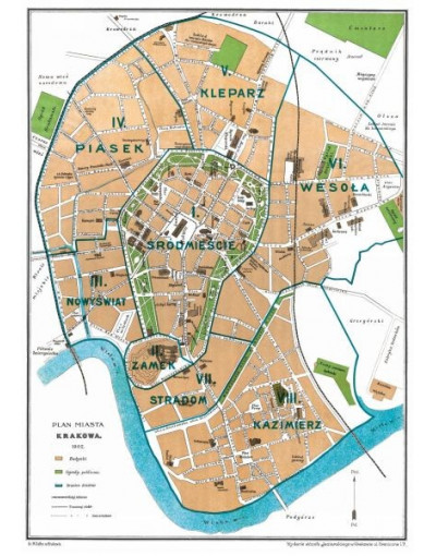 Plan miasta Krakowa, J. Jezierski, 1902 r.