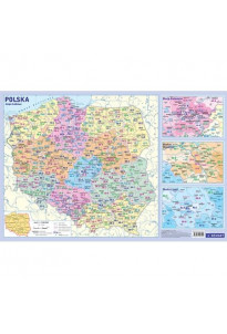 Mapa adminstracyjna Polski  z kodami pocztowymi